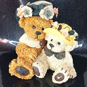 Large Vintage Mother-Daughter Teddy Bear Statue.